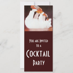 ISBJÖRNS COCKTAILFEST ,vit brun röd Inbjudningar