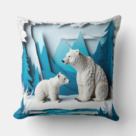 Isbjörnsfamilj Arktiskt Skogsscen 🐻❄️ Kudde