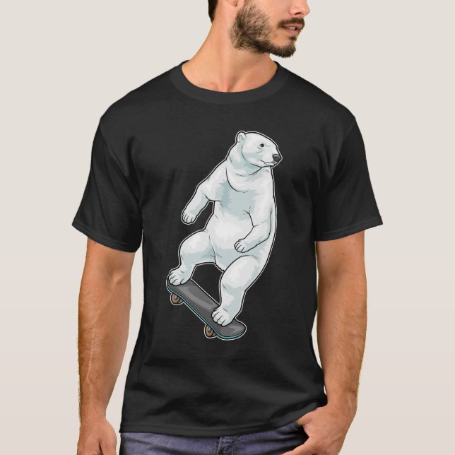 Isbjörnskridskoåkare Skateboard T Shirt (Framsida)
