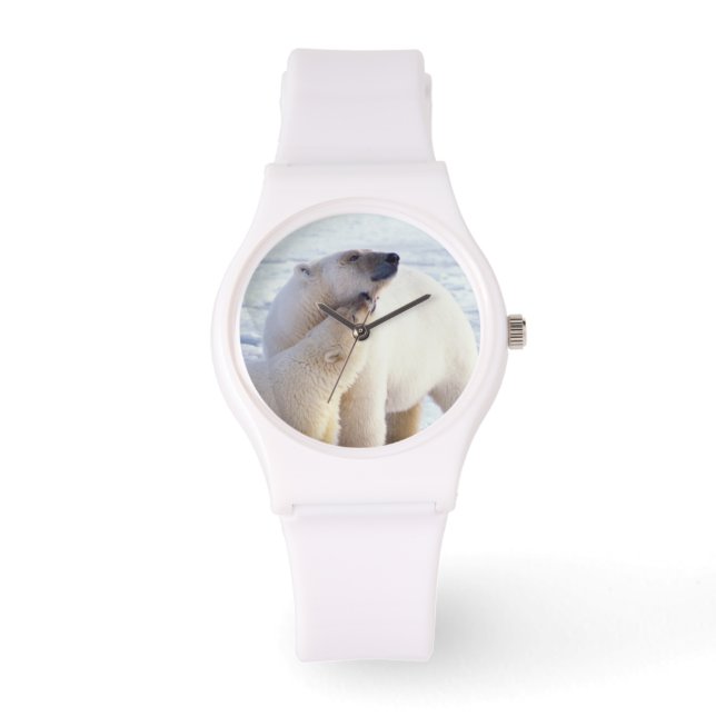Isbjörnsmoder med unge, flock armbandsur (Framsida)