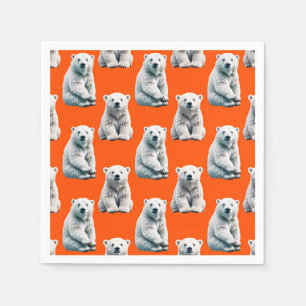 Isbjörnsmönsterdesign på orange pappersservett