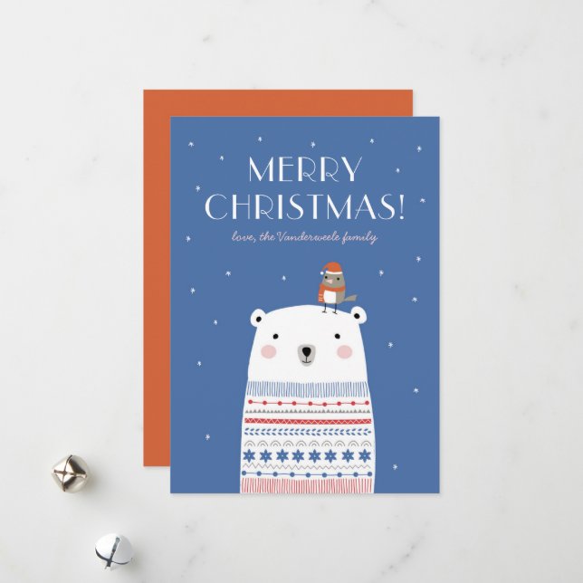 Isbjörnsönsknings Gratulationskort. Indigo Julkort (Fram/Back In Situ)