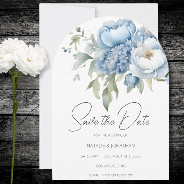 Isblå Blommig Save the Date  Inbjudningar (Skapare uppladdad)