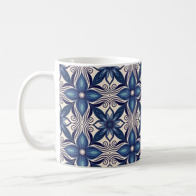 Isblå blommor kaffemugg (Vänster)