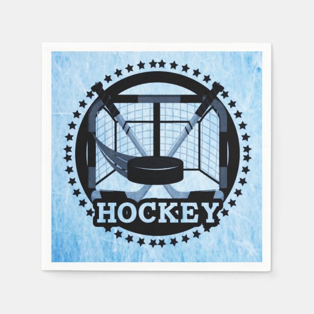 Isblå Hockey Pappersservett (Framsidan)