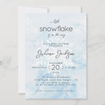 Isblå liten snöflinga Vinter Babyshower
