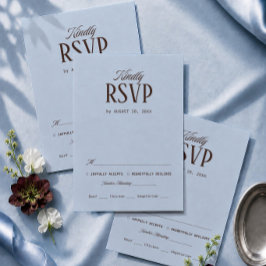 Isblå och Brun Bröllops RSVP Traditionell Tilläggskort
