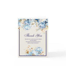 Isblå och marinblå blommig födelsedag tack