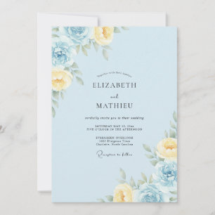 Isblå Ranunculus-Eukalyptus-Hochzeit Inbjudningar