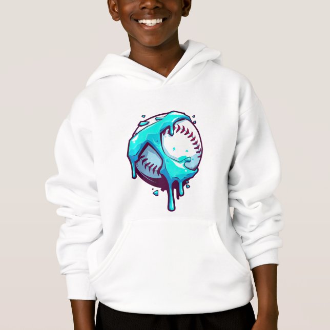 Isblå Smältande Baseboll Dropp  T Shirt (Framsida)