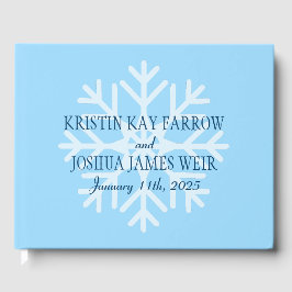 Isblå snöflake Skiers Bröllop Gästböcker