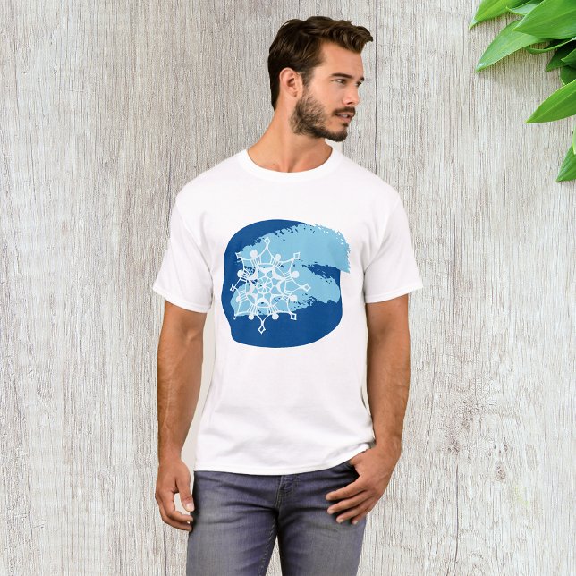 Isblå Snöflinga Abstrakt Vinter Cirkel T Shirt (Skapare uppladdad)