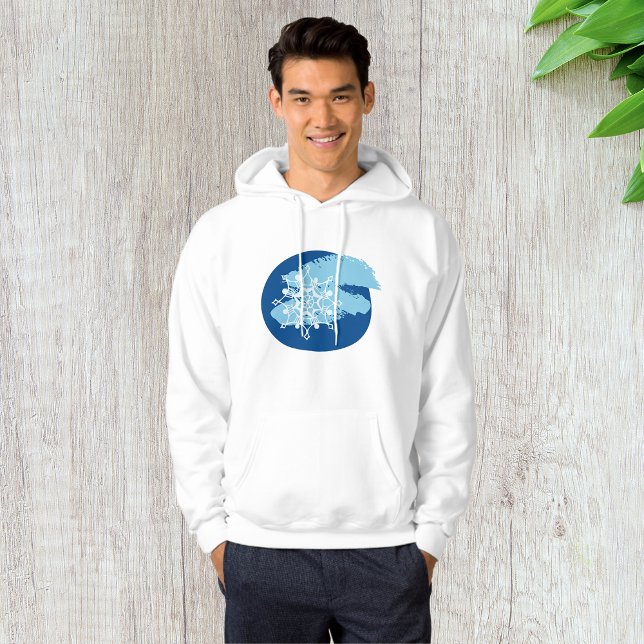 Isblå Snöflinga Abstrakt Vintercirkel Hoodie (Skapare uppladdad)