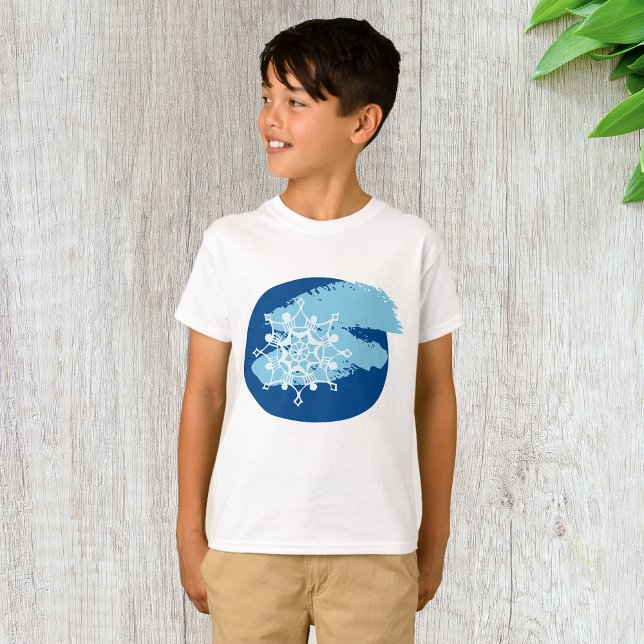 Isblå Snöflinga Abstrakt Vintercirkel T Shirt (Skapare uppladdad)