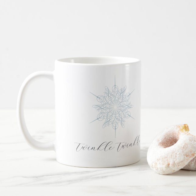 Isblå Snöflinga Glitter Glitter Mugg (Med munk)