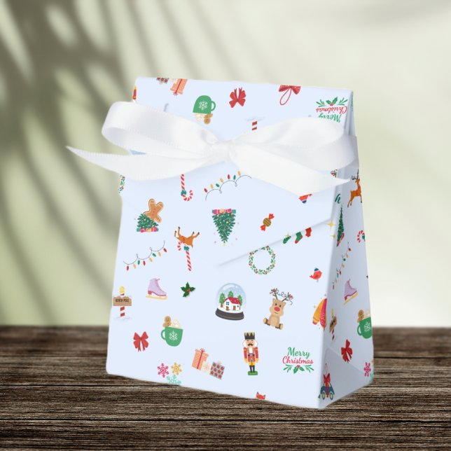 Isblå söta julillustrationer presentbox  presentaskar (Skapare uppladdad)