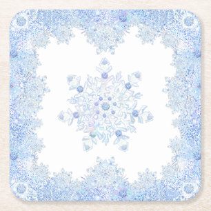 Isblåsnowflake Underlägg Papper Kvadrat