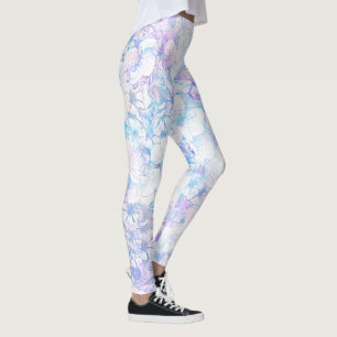 Isblått och Lila Vinterblommor BLOMMIGT MODE Leggings