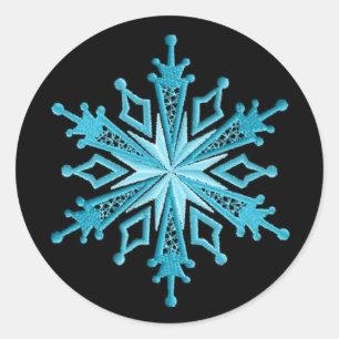 Isblått och svartSnowflake Runt Klistermärke