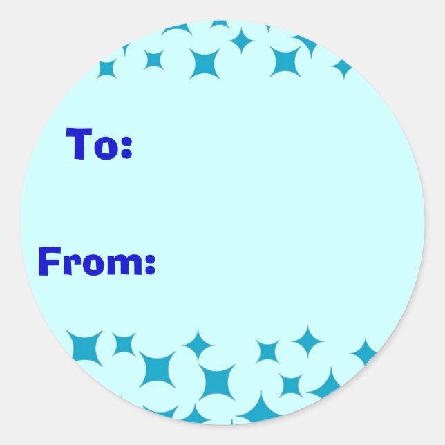 Isblått Snö / Stars-dekal. Till, Från etikett (Framsida)