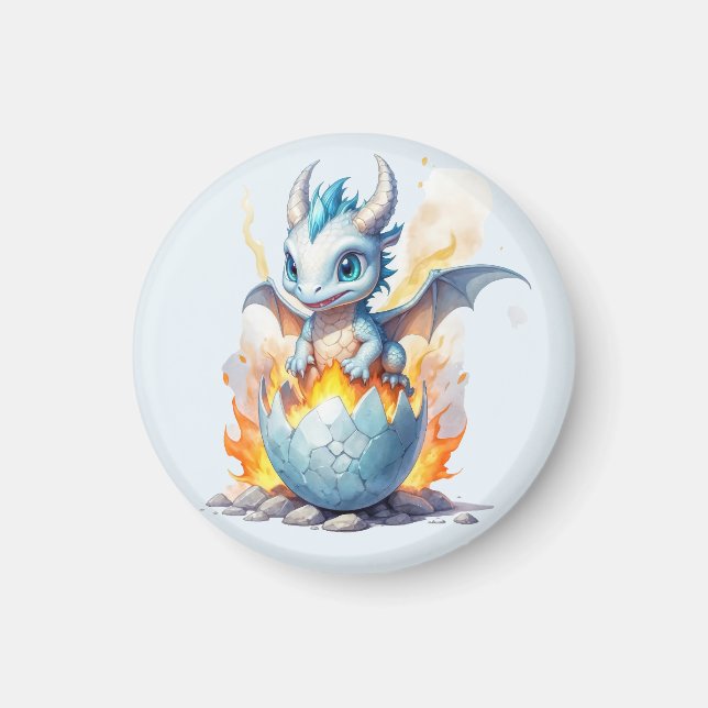 Isborn Drake Fantasi Kläckning Magnet (Framsidan)
