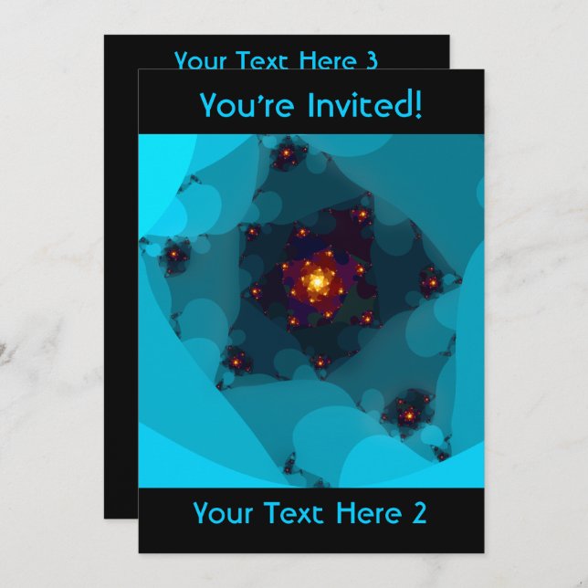 Isbrand. Fractal Art. Blue. Inbjudningar (Fram/baksida)