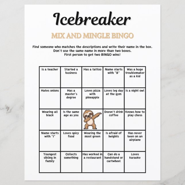 Isbrytar Mix och Mingel Bingo Spel (Framsida)