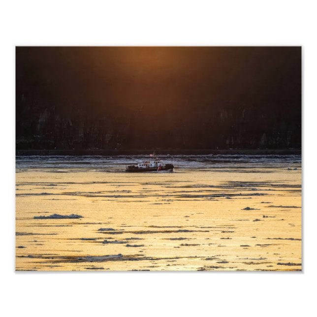 Isbrytare vid solnedgång fototryck (Framsidan)