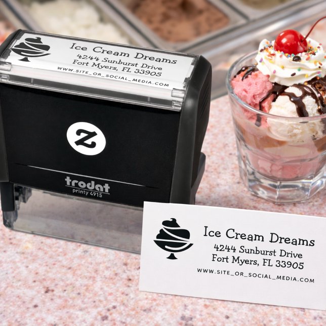 Isbutik Affärsreturadressstämpel Självfärgande Stämpel (Ice cream store business return address self-inking stamp.)
