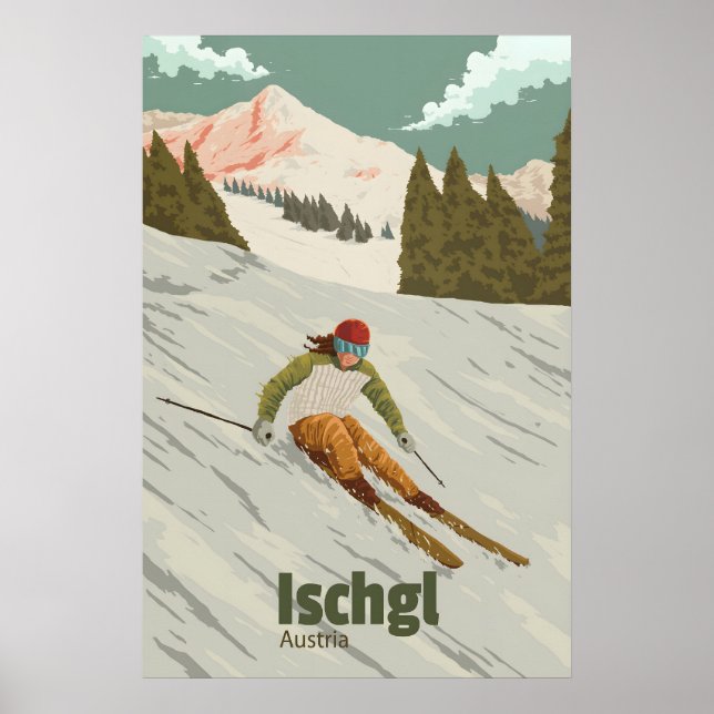 Ischgl Österrike Skidort Resa Affisch (Framsidan)