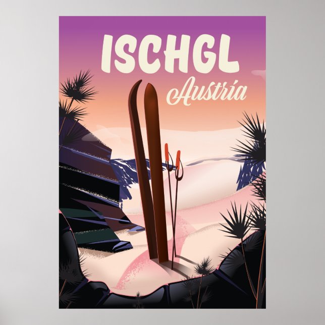 Ischgl Österrike vintage skidposter. Poster (Framsidan)