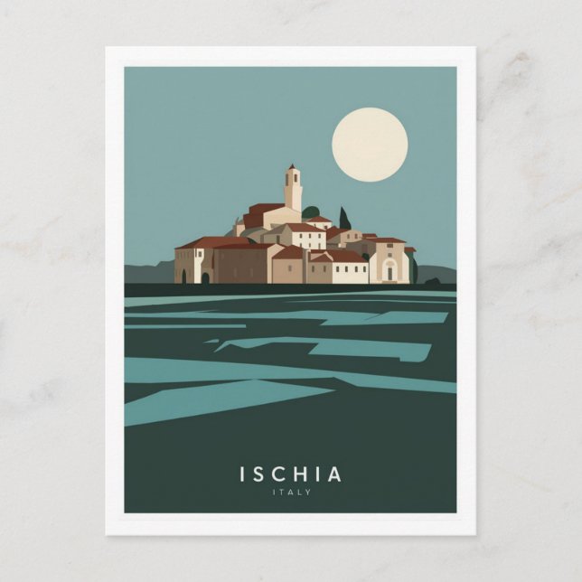 Ischia Italien Stylist Illustration Vykort (Framsida)