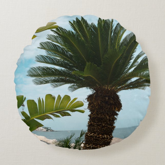 Ischia Ponte Oceanfront Palm Serenitet 1 Rund Kudde (Framsidan)