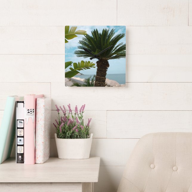 Ischia Ponte Oceanfront Palm Serenity 1 Fyrkantig Klocka (Läsesal)