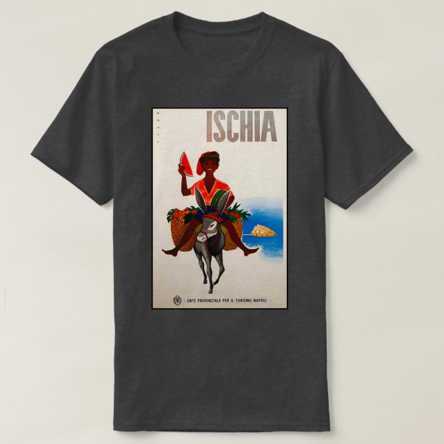 Ischia vintage travel poster t shirt (Design framsida)