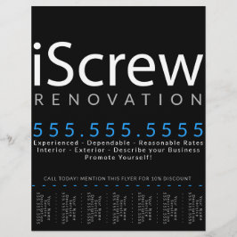 iScrew. Snickare Byggare Entreprenör Utdrag Reklamblad