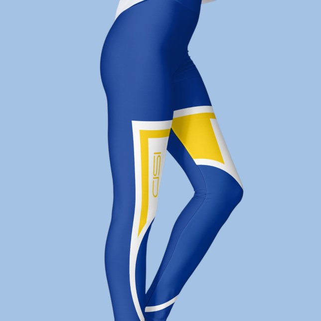 ISD Blå Gul Vit Sportkläder Fitness Leggings (Skapare uppladdad)