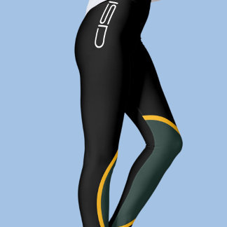 ISD Gröna Gula Sportkläder Fitness Retro Leggings