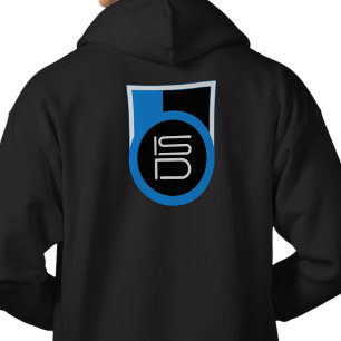 ISD Herr Svart Blå Vit Bakre Tryck Streetwear Hoodie