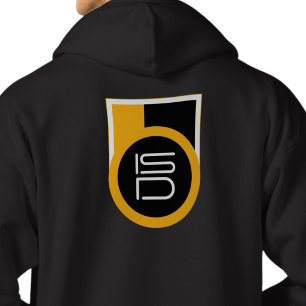 ISD Herr Svart Guld Bakre Tryck Streetwear Retro Hoodie