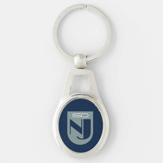 ISD Logotyp Retro  Ovalt Silverfärgad Nyckelring (Framsidan)