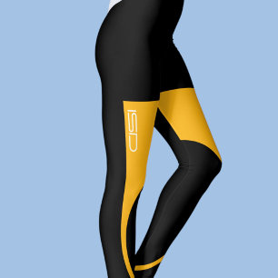 ISD Svart Gul Sportswear Fitness Retro Leggings