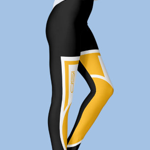 ISD Svart Gul Vit Sportswear Träningsleggings Leggings