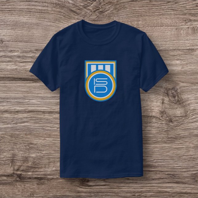 ISD Unisex Blå Vit Guld Logotyp T-Shirt (Skapare uppladdad)