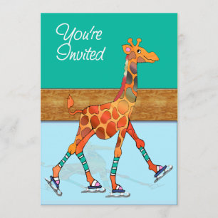 Isdansande giraff på rinken inbjudningar