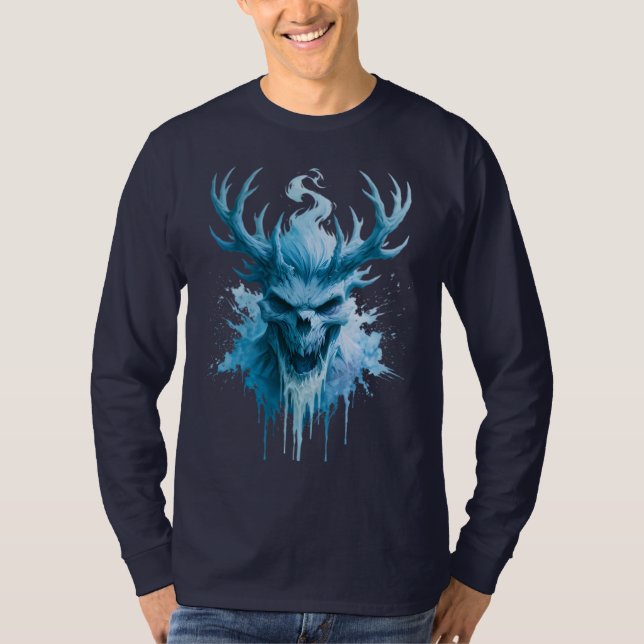 Isdemon Vattenfärg Långärmad T Shirt (Framsida)
