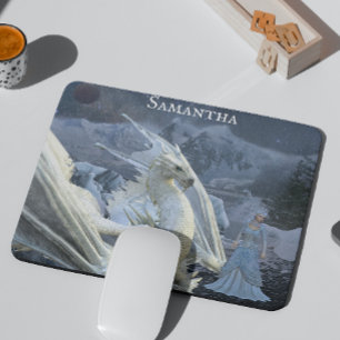 Isdrottning och Snö Vinter Drake Fantasy Musmatta