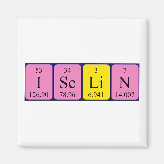 Iselin periodiskt återkommande magnet bord namn (Framsidan)