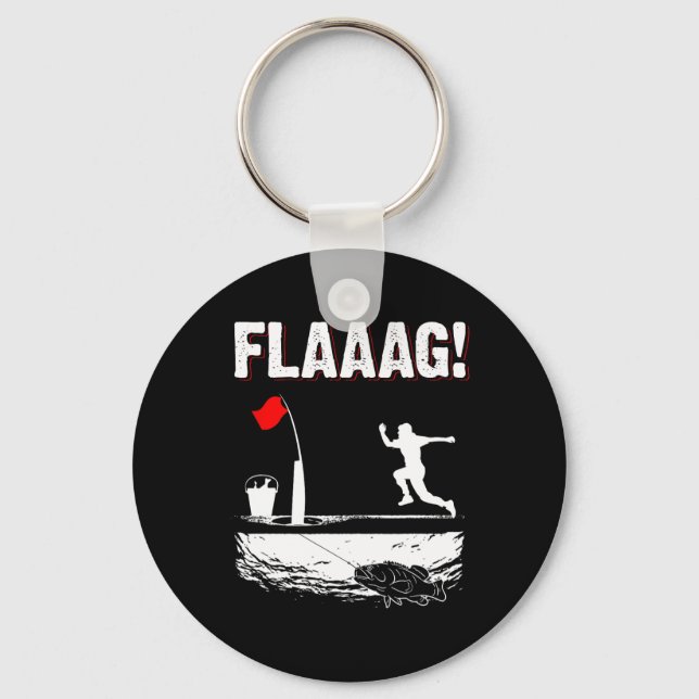 Isfiske Flaggstång För Isfiske Flagg M Nyckelring (Framsida)