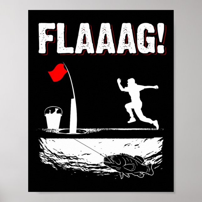 Isfiske Flaggstång Kör För Isfiske Flagg M Poster (Framsidan)